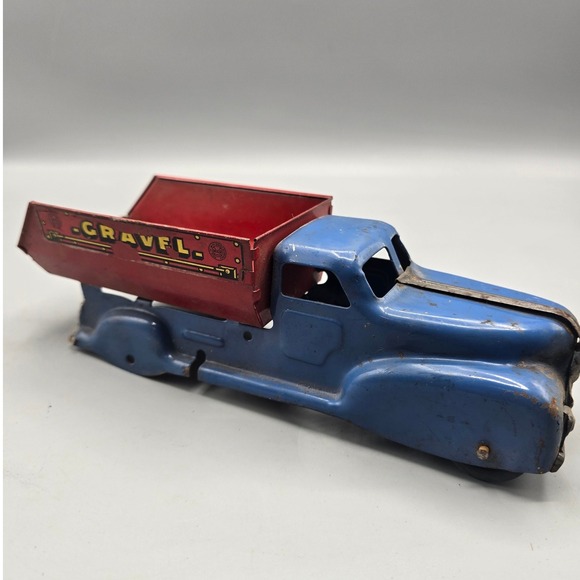 Other - Vintage 1930s/40s Pressed Steel Blue Red Dump Truck Old Metal Toy Wyandotte